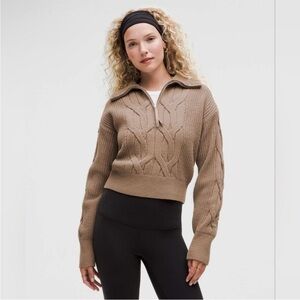 Lululemon Women’s Cable-Knit Oversized Half Zip Sweater Size XS